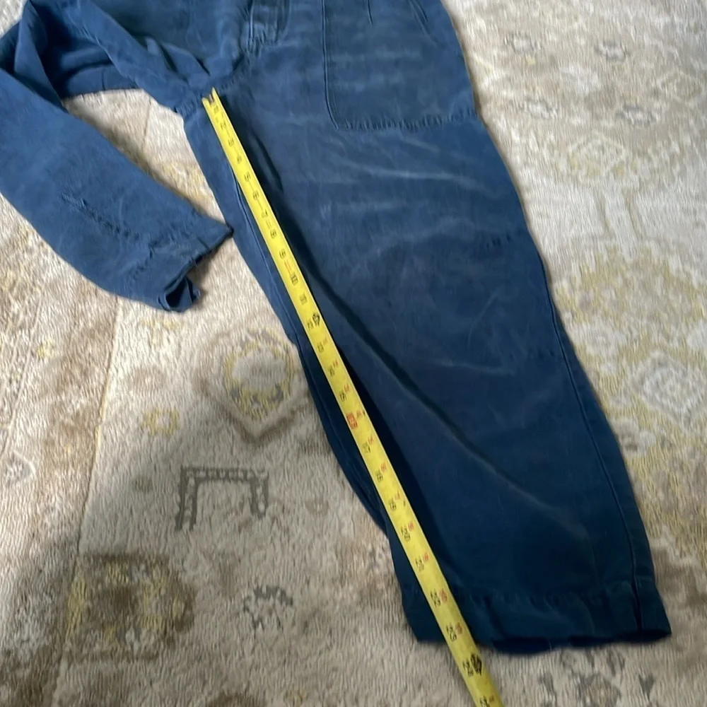 Anthropologie Audra Linen Blend Cropped Utility Pants in Blue Size 30 - Picture 7 of 8